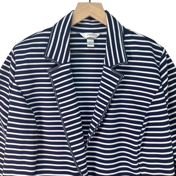 CJ Banks Navy White Stripe Single Button Long Sleeve Notched Lapel Blazer 2X - Picture 7 of 12